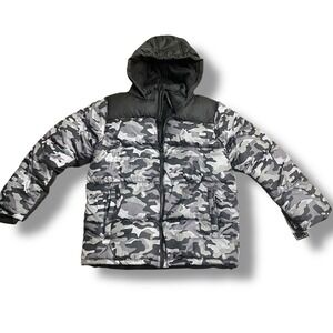 Boys XL( 16) Gray Black Camo Puffer Jacket R 1881 S. Rothschild Hooded